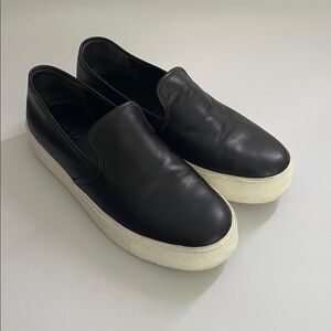 Vince Brandon Black Leather Slip On Platform Women's Shoes Size 7.5